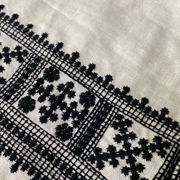 HOUSE OF HARLOW 1960 Embroidered Linen Blend palazzo Elastic Waist Pants - Picture 9 of 13